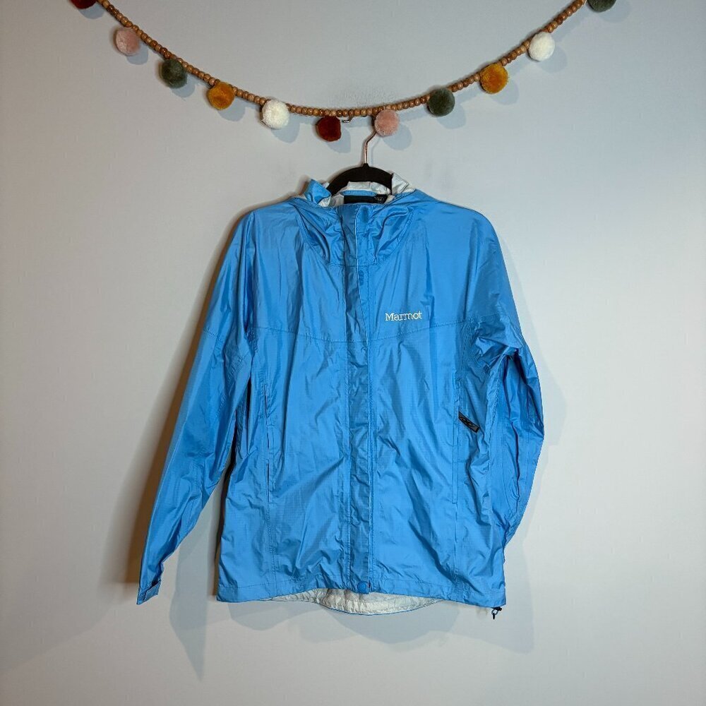 Marmot bright blue rain jacket